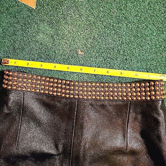 Black Leather w/ Gold Studs Skirt & Jacket Set - Picture 11 of 14